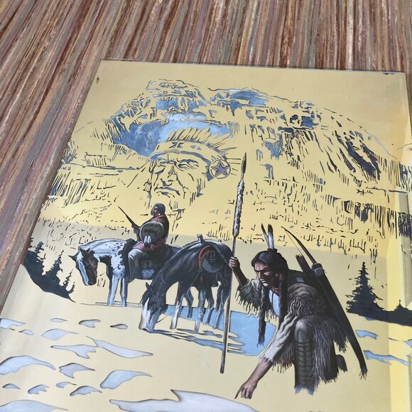 Indian Trackers in Snow Printed Mirror Art Print Vintage Native American AS-IS - Picture 2 of 10